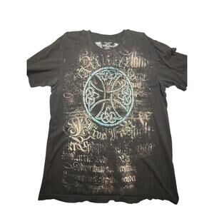 Y2K Affliction Graphic T-shirt Men's 2XL Live Fast Reflective Logo Grunge XXL